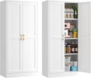 60" Tall Metal Pantry Cabinet, White Kitchen Pantry Storage Cabinet with 3 Adjustable Shelves and Gold Handles, Cupboard for Kitchen, Dining Room, Living Room, Bathroom by CozyNest Decor