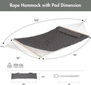 ANOW Outdoor Rope Hammock with Spreader Bars, Heavy Duty Hammock with Pad for Outdoors Indoors, 450 LBS Weight Capacity, Gray by GreenHaven Gardens