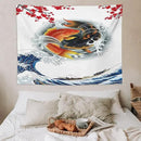 Houselerax Koi Fish Tapestry, Japanese Style Yin Yang Big Wave Cherry Blossoms Tapestries Wall Hanging for Bedroom Living Room Office Decor 80"x60" by CozyNest Decor
