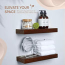 Homeforia Walnut 18 inch Floating Shelf, High End Solid Real Wood 18inch Floating Shelves for Wall Mounted, Dark Brown 18 inches Long Floating Shelves, Heavy Duty Bracket, 18 X 6.5 X 1.75 in, Set of 3 by CozyNest Decor