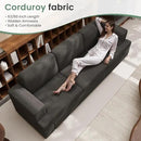 2 Piece Set Comfy Sofa Couch, 2 3-Seater Sofa with Deep Seats, Modern Sleeper Couch for Living Room, Black Corduroy by CozyNest Decor