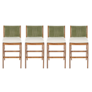 4 Pieces Arly Green Outdoor Bar Stool Solid Acacia Wood and Woven Wicker by Montret