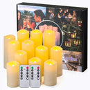 Waterproof Flickering Flameless Candles, Set of 12 Battery Operated Candles (D2.2'' x H4''5''6''7"), Outdoor Indoor Candles with 10-Key Timer Remote, Long Lasting by CozyNest Decor