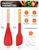 Cooking Spoon and Scraper for Nonstick Cookwares, Great for Cooking and Serving Durable BPA-Free Matte Silicone, Wood Handle Multifunction Spoon for Mixing, Scoop, and Scrape (RED) by CozyNest Decor