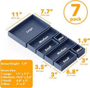 SpaceAid 7-Piece Bamboo Drawer Organizer Storage Boxes Set, Wood Tray Junk Drawer Organizers Multi-Use Divider Bins for Kitchen, Bathroom, Office Desk and Makeup Organization (7 Pack, Navy Blue) by CozyNest Decor
