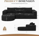 Modular Sectional Sofa with L-Shape Chaise,Cloud Sectional Modern Sleeper Couch with Deep Seat,Sponge Compression Sofas No Assembly Required (Black-Corduroy Fabric) 1PCS by CozyNest Decor