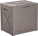 38 Gallon Outdoor Deck Box,Storage Lockable Waterproof Patio Furniture,Garden Tools,Cushions,Pool Accessories Outside Storage Resin Box(GreyX) by GreenHaven Gardens