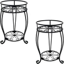 CASIMR 2-Pack Plant Stand, 2 Tier 19.2 inch Tall Metal Potted Holder Rack,Indoor Outdoor Multiple Flower Pot Shelf Rustproof Iron Garden Container for Garden Patio Living Room Corner Balcony, Black by GreenHaven Gardens
