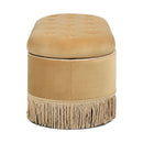 Melinda - Oval Tufted Bullion Fringe Storage Bench by HouseOfZazla