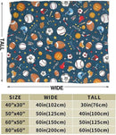 Baseball Football Basketball Sport Theme Throw Blanket 50x40 Inch Soft Fleece Blanket Men Women Gift for Kids Boys Girls for Party Couch Sofa Bed Deco Blankets by CozyNest Decor