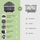 Pamo Babe Baby Playpen with Sun Protection Canopy - Indoor & Outdoor Play Yard for Babies and Toddlers - Baby Tent with Zipper Door by TinyTreasures Baby Boutique