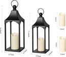 Eufrozy Lanterns Decorative Outdoor Indoor Set of 2 Black Metal Candle Lanterns with Flameless Candle, Modern Farmhouse Lantern Decor for Porch Patio Fireplace Mantle Kitchen Table Christmas Gifts by CozyNest Decor