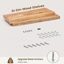 Rustic Elm Wood Floating Shelves for Wall, Live Edge 24"W x 9.2"D x 1.4"H, Set of 2 with Invisible Bracket, Wall Mounted Storage Shelves for Living Room Bedroom Kitchen Bathroom Decor, Natural Finish by TinyTreasures Baby Boutique