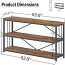 LVB Industrial Console Entryway Table, Metal Wood Rustic Sofa Table with Storage, Farmhouse 3 Tier Shelf Long Hallway Foyer Entry Tables Behind Couch for Home Living Room Entryway, Rustic Brown, 55 In