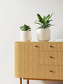 LE TAUCI Fluted Ceramic Planters Set of 3 – 8.3/7 / 5.7 in White Cylinder Indoor Plant Pots with Drainage Plug & Mesh, Matte Glazed Stoneware Flower Pots for Succulent Herb Cactus by CozyNest Decor