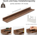 Picture Ledge Shelf for Wall, Floating Shelves Set of 4, 24 Inch Long Nursery Book Shelves for Toys Storage, Kids Bookshelf Wall Mounted for Books Photo Frames, Walnut by TinyTreasures Baby Boutique