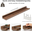 Fun Memories Picture Ledge Shelf, 24 Inch Floating Shelves Set of 2, Nursery Book Shelves for Toys Storage, Kids Bookshelf Wall Mounted for Wall Decor Books Photo Frames, Walnut by CozyNest Decor
