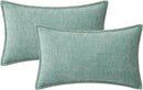 MIULEE Pack of 2 Couch Throw Pillow Covers 12x20 Inch Aqua Green Farmhouse Decorative Pillow Covers with Stitched Edge Soft Chenille Solid Dyed Spring Pillow Covers for Sofa Bed Living Room by CozyNest Decor