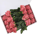 Pink Fake Roses Artificial Flowers - 16 Pcs Fake Artificial Roses Silk Flowers with Stems for Home Wedding Hotel Office Centerpiece Decor（Coral Pink） by CozyNest Decor