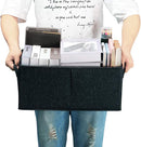 HOONEX Linen Foldable Storage Bins with Lids, 2 Pack, Storage Boxes with Carrying Handles and Sturdy Heavy Cardboard, 16.5" L x 11.8" W x 7.5" H for Shoes, Books, Clothes, Nursery, Dark Grey by TinyTreasures Baby Boutique