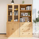 TUSY 71" Bookshelf Bookcase, 3-Tier Modern Bookshelves 3 Large Drawer, Wood Filing Cabinet with Open Storage Shelf, Glass Doors 5-Tier Fixed Storage Shelves for Home Office (Wood) by CozyNest Decor