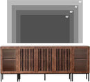 Farmhouse TV Stand for TVs up to 85 Inch, Entertainment Center TV Console with Storage Cabinets and Glass Doors,Media Console for Living Room, Brown by CozyNest Decor