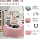 3FT Bean Bag Chair, Comfy Bean Bag Chairs with Memory Foam Filled, Fluffy Beanbag Sofa with Dutch Velvet Cover, Round BeanBag Chairs for Living Room, Playroom - Light Pink by TinyTreasures Baby Boutique