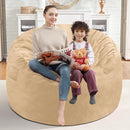 3FT Bean Bag Chair, Comfy Bean Bag Chairs with Memory Foam Filled, Fluffy Beanbag Sofa with Dutch Velvet Cover, Round BeanBag Chairs for Living Room, Playroom - Khaki by TinyTreasures Baby Boutique