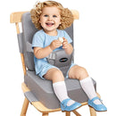 Toddler Booster Seat for Kitchen Chair, 2-in-1 Dining Table Booster Seat with Backrest & Adjustable Straps – Easy-Clean, PU Portable Toddler Eating Travel Increasing Cushion-Light Grey by TinyTreasures Baby Boutique