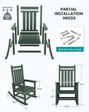 SERWALL HDPE Rocking Chair, Outdoor Rocking Chair for Adults, All Weather Porch Rocker for Lawn Garden, Green by GreenHaven Gardens
