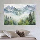 HZOHNAGO Mountain Tapestry Misty Green Forest Mountain Pattern Printed Wall Tapestry Wall Hanging for Bedroom Living Room Dorm 60" W x 40" H by CozyNest Decor