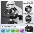 Microscope for Adults Professional:Compound Microscope for Kids 8-12,100X-2000X Kids Microscope Kit with Prepared Microscope Slides and Covers,Plant Stereo Microscopes for Kids Homeschool Lab by TinyTreasures Baby Boutique