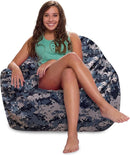 Posh Creations Structured Comfy Bean Bag Chair for Gaming, Reading and Watching TV, Malibu Lounge, Nylon - Camo Digital by TinyTreasures Baby Boutique