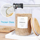 3 Pcs Glass Canisters with Airtight Bamboo Lids and 42 Kitchen Pantry Labels Preprinted - Clear Glass Flour and Sugar Storage Container Set - Large Glass Jars with Wood Lids(100 OZ/54 OZ/27 OZ) by CozyNest Decor