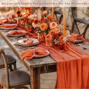 Orange Cheesecloth Table Runner 12 Pack 10FT Boho Fabric Rustic Cheese Cloth Table Runner for Wedding 20 x 120 Inch Long Bridal Shower Baby Shower Gauze Sheer Birthday Party Table Decorations by CozyNest Decor