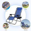 Nazhura Set of 2 Relaxing Recliners Patio Chairs Adjustable Steel Mesh Zero Gravity Lounge Chair Beach Chairs with Pillow and Cup Holder (Blue) by CozyNest Decor
