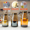 Large Glass Oil Dispenser Bottle for Kitchen Cooking Recipiente Para Aceite De Cocina Olive Oil Vinegar Dispenser Cruet Stainless Steel Lid No Drip Liquid Container (Champagne, 20oz / 600ml) by CozyNest Decor