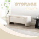 ROCTY White Boucle Storage Bench - 50" Sherpa Ottoman Bench for Bedroom, Entryway, Living Room & Vanity - Teddy Fabric with Storage & Seating