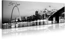 DJSYLIFE Panoramic St. Louis Skyline Wall Art Cityscape Picture Black and White Canvas Print Night View Urban Landscape Modern Artwork Office Bedroom Decor Framed and Ready to Hang 13.8"x47.3" by CozyNest Decor