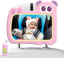 2-in-1 Baby Car Mirror with Lights & Soft Sounds, Cry Detector, Clear Night View, 360° Rotation, Shatterproof, Rear Facing Baby Car Seat Mirror with Remote Control, Perfect Baby Shower Gifts (Pink) by TinyTreasures Baby Boutique