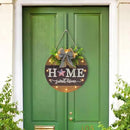 Interchangeable Welcome Sign for Front Door with 14 Changeable Icons, Farmhouse Front Porch Decor Rustic Wooden Wall Sign with 12 LED Lights, Outdoor Seasonal Welcome Home Decorations (Wood home1) by CozyNest Decor