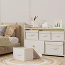 Storage Boxes, Collapsible Storage Bins with Lids, Cotton and linen cloth Storage Baskets with Handle, for Books, Closet, Bedroom, Home, 15x9.8x9.8 in, Beige by CozyNest Decor