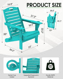 Adirondack Chairs Set of 6, Outdoor Fire Pit Chairs, HDPE All-Weather Adirondack Chairs with Cup Holder, Lawn Chair for Deck, Patio, Garden (Lake Blue) by GreenHaven Gardens