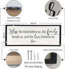 Bless the Food Before Us Sign Wall Decor 40"X15" Large Farmhouse Dining Room Wall Decor Framed Wood Rustic Home Wall Art Kitchen Decoration (Black) by CozyNest Decor