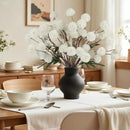 Faux White Kiku Flowers 10 Stems & 2 Eucalyptus, Fake Mums Pompon Flower Ball, Autumn Artificial Chrysanthemums Flowers for Boho Bedroom Decor, Silk Mini Faux Kiku Flower Wedding Arrangements Decor by CozyNest Decor