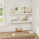 Fun Memories White Floating Shelves 36 Inch Long, Rustic Farmhouse Bathroom Shelves Over Toliet, 36 x 8 Inch Floating Shelves for Wall, Deep Wall Shelf for Living Room, Kitchen, Bedroom, Set of 2