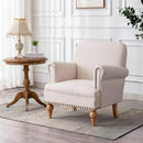 chairus Linen Accent Chair for Living Room Set of 2 Upholstered Mid Century Modern Single Sofa Chair with Solid Wood Legs Comfy Reading Chair Armchair for Bedroom/Office Room/Recption/Lounge, Cream by CozyNest Decor