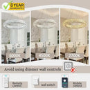 Dia 40" Modern Chandelier Ring Crystal Chandelier Adjustable Height Luxury Crystal Pendant Ceiling Light Fixture for Dining Living Room Bedroom by CozyNest Decor