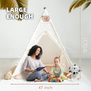 Teepee Tent for Kids-Portable Children Play Tent Indoor Outdoor (White with Mat) by TinyTreasures Baby Boutique
