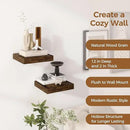 Fun Memories 12 Inch Floating Shelf, Rustic Wood Wall Shelves for Wall Decor & Storage, 12 x 12 Floating Shelf for Living Room, Bathroom, Bedroom, Rustic Brown, Set of 2 by CozyNest Decor